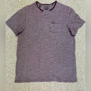 Buffalo David Bitton Maroon Heathered Henley Shirt Sz L